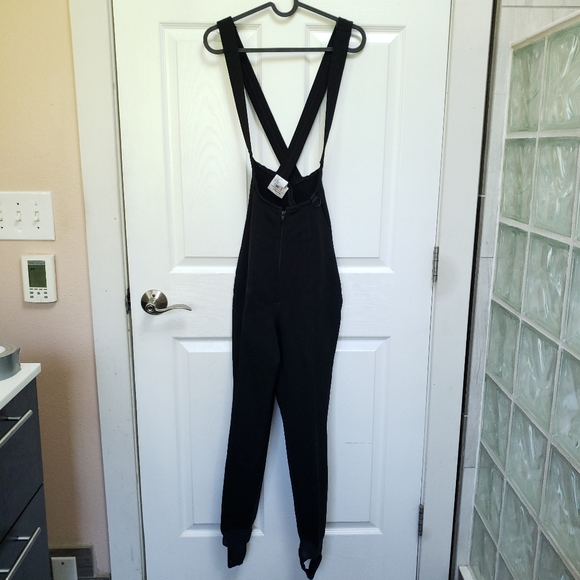 Vintage Schoeller Black Snow Ski Bib Pants Stirrup Overalls - Picture 1 of 8